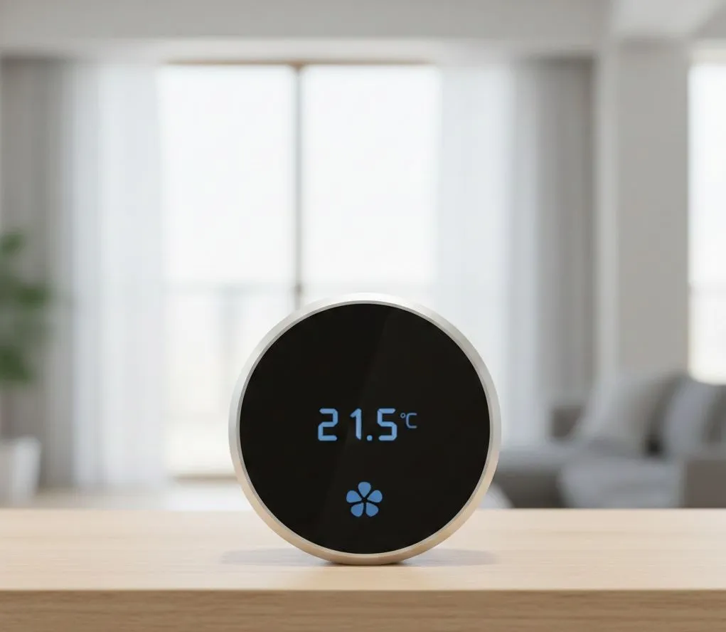 Termostato inteligente WiFi controlando la temperatura del hogar desde el móvil